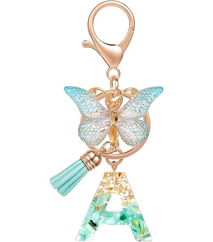 MWOOT Initial Letter S Sleutelhanger Hars Alfabet Sleutelhangers, Gele Bloemblaadjes Gouden Folie Sleutelhanger Charm met Daisy Bee Kwastje Hanger, Sleutelhanger voor Vrouwen Geschenkideeën