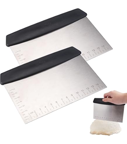 Lot De 2 Grattoirs De Cuisine En Acier Inoxydable – Avec Échelle De Mesure, Pour Pâte, Pizza, Gâteau