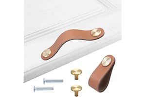 HY HUIJUN Ledergriffe Möbel;4 Stück Handgemachte Möbelgriffe Leder Knopf Schrankgriff Knöpfe für Ledergriff Küchenschränke Schränke