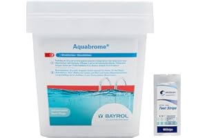 HEXAGON PISCINE ET SPA BAYROL AQUABROME Pastilles 20g - 5kg | Brome Lent - Désinfection Régulière - Dissolution Lente + 10 Tests HPS OFFERTS 6 en 1