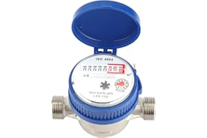 Greensen Compteur d'Éau Froide Compteur d'eau Débit, Débitmètre d'Éau pour Jardin Et Maison, Kit de Raccordement pour Compteur d'eau de Jardin Compteur d'eau Froide - 15 mm - 1/2"