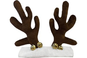 Equetech Christmas Reindeer Antler Bridle Accessory – Brown & White, One Size – Festive Horse & Pony Riding Costume