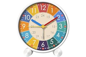 Sunshine smile Kinderwecker für Schulanfänger,Wecker Kinder,Wecker Analog Ohne Ticken Kinderwecker,Kinderwecker,Lautloser Lernwecker für Jungen und Mädchen