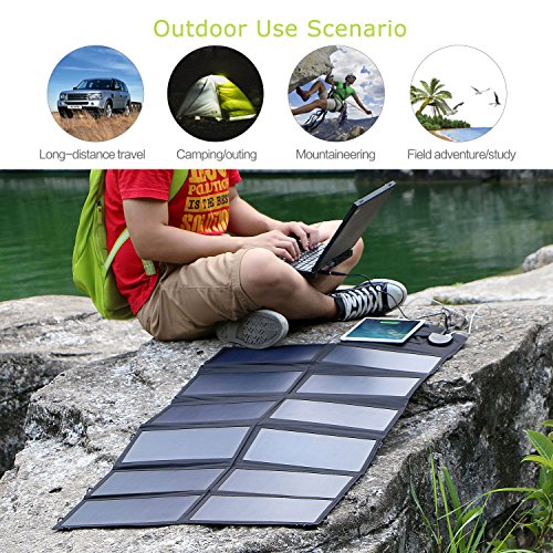 ALLPOWERS 80W Faltbares Solarpanel SunPower Solar LadegerÃ¤t (Dual 5V USB mit iSolar Technologie + 18V DC Ausgang) fÃ¼r Laptop, Tablet, iPad, iPod, Smartphone, iPhone