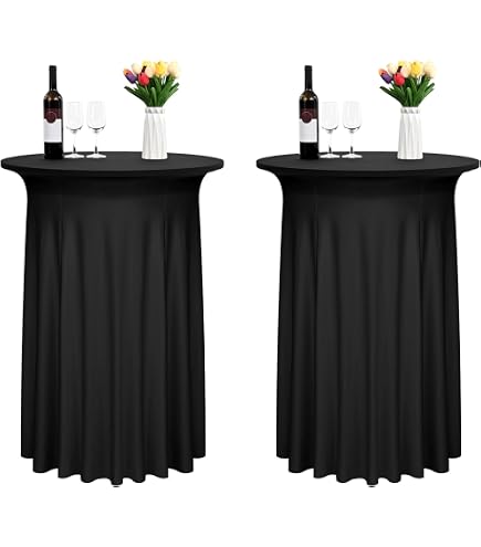 Gonne Da Tavolo In Spandex Nero - 2 Pezzi Per Tavoli Rettangolari 6 Piedi - Per Matrimoni E Feste - Foto 3