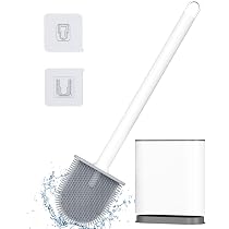 DIPO Set Scopino Per WC In Silicone, Con Supporto Ad Asciugatura Rapida E Straccio Assorbente - Posizionabile O Appeso, Antigraffio, Facile Da Pulire - 2