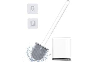 Alyvisun Szczotka Toaletowa Silikonowa, Zestaw Szczotek Toaletowych ze Zdejmowanym Uchwytem, Szczotka Toaletowa Montowana Na ścianie do Czyszczenia łazienki, Biała