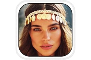 Reaky Sequins Head Chain Gold Bohe Headbands Egyptian Headpiece Hair Accessories for Women
