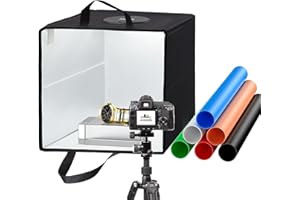 ZECTI Studio Photo Box Portable 30x30 cm, Boîtes de Lumière Kit avec 120pcs LED Réglable & 6 Fonds pour Photographie de Produits