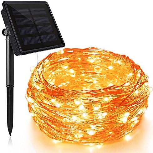 20m solar lights garden 8 modes solar powered copper wire lights warmwhite 20M+2M, IP65 Waterproof, 8 Modes for Garden, Patio, Wedding and Party - Large solar panels (warm white)