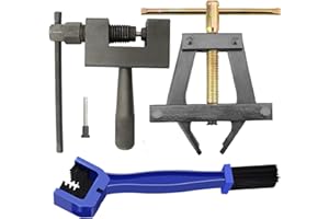 ALINZO Kit d’Outils de Chaîne de Moto, Rive/Derive Chaine + Support d'Extraction de Chaîne àRouleaux + Brosse Chaine Moto pour 428 520 525 528 530 Moto Vélo VTT ATV Chaîne à Rouleaux