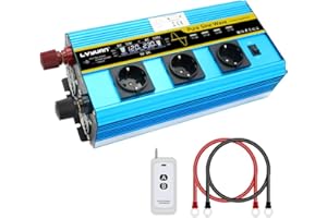 Cantonape Reiner Sinus Wechselrichter 2500W/5000W DC 12V auf AC 230V Spannungswandler Power Inverter mit LCD-Bildschirm und Fernbedienung, 4 USB und 3X AC Steckdosen für Wohnmobil, Wohnwagen