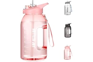 Acxilexy Butelka na wodę ze znacznikami czasu, butelka wielokrotnego użytku, bez BPA, szczelna butelka, dwie metody picia do joggingu, wędrówek, siłowni