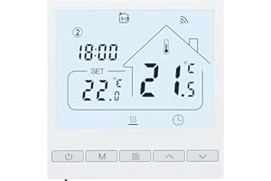BEOK CONTROLS Beok Termostato Programable para Calefacción de Calderas, Termostato de Habitación Inteligente con LCD Digital, Controlador de Temperatura 3A TOL47-WPB