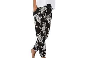 riou Pantalones Mujer Cintura Alta Boho Verano con Estampado Pants de harén, Pantalones de Playa Casuales fluidos Hippie Danza Pilates Yoga Pants-2022