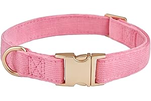 YUDOTE Ultraweiches Hundehalsband natürliche Baumwolle Cord für Kleine Hunde mit empfindlicher Haut,Rosa