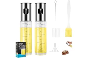 EXIN DECHEN 2 sztuki 100 ml spray na olej, butelka ze stali nierdzewnej, szkło 5 w 1, oliwa z oliwek ze szczotką, lejek, wielofunkcyjna frytkownica na gorące powietrze, ocet, olej jadalny, BBQ