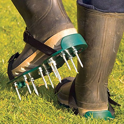 Rasen-Belüftungs-Schuh-Garten-Spikes-Sandelholze mit Nylonschnallen und 2 Riemen für das Belüften Ihres Rasen oder des Yards - 3