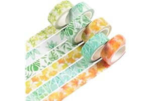 YUBBAEX Washi Tape Set cinta adhesiva decorativa Washi Glitter Adhesivo de Cinta Decorativa para DIY Crafts Scrapbooking (Sensación de hojas 6 rollos)