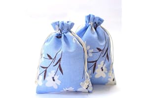 HERZWILD 25pcs Cotton Drawstring Bags 13 x 18 cm Burlap Gifts Bag with Drawstring Fabric Gift Bags for Wedding/Party/Festival/Storage/Decorating/DIY Bag.（5.1×7.1 inch）