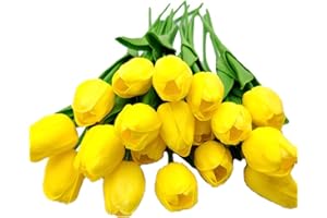 Aisamco 20 Pezzi Tulipani Artificiali Tocco Reale Tulipani Mazzi di Fiori Fiori Tulipani Finti Tulipani in PU Fiori per la casa Centrotavola Centrotavola Decorazioni per Matrimoni