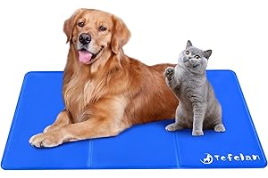 Tefelan Kühlmatte für Hunde, Kühldecke für Hunde und Katzen mit Ungiftiges Gel Selbstkühlende Kissen Hundekühlmatte Selbstkühlend Kühlmatte Hund Kühldecke Sommer, Blau, L 90 x 50 cm