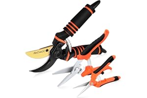 FACIACC Garden Secateurs, 3 Pack Stainless Steel Pruning Shears, Heavy Duty Garden Scissors, Pruner Secateurs, Professional Hand Pruners for Plants Hedges Flowers