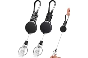 DOBIGER Porte Clef Retractable Mousqueton, Porte Clef Enrouleur Cable Acier 60cm, Porte-clés Rétractable Robuste