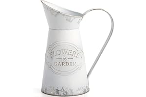 SOUJOY Rustic Shabby Chic Vase, Farmhouse Galvanized Flower Vase, Metal Milk Jug Vase, French Style Vintage Decorative Pitcher for Home Decor, Photo Props, Sparklers for Weddings