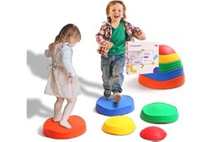 makarci Stepping Stones Kids,Non-Slip Plastic Balance Stones, Promoting Children's Coordination Skills Sensory Play Equipment, Toddler Toys for Age 3 4 5 6 7 8 Years（5pcs）