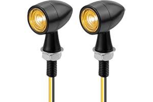 Aivane 2PCS Frecce Moto Omologate 12V, Certificato E32, M8 Indicatore Luminoso Retrò a Proiettile Lega di Zinco Pressofuso Impermeabile IP67, Adatta per Motociclette Skateboard Elettrici (Ambra)