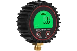 AIRSHI Medidor de Presión Digital, Medidor de Presión de Neumáticos Digital Claramente Legible 3-255PSI Pantalla Retroiluminada LCD Precisa de 1/4 para Camiones 4