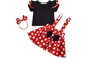 Verve Jelly Conjunto de faldas para niñas pequeñas, vestido general para niños pequeños camisa de manga corta + falda con tirantes con diadema