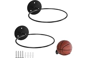 YunBey Support Mural pour Ballon, 2 Pièces Porte-Ballon Inoxydable de Rangement, Support de Basket Mural avec vis pour Rugby, Football, Volleyball, Basketball, Noir