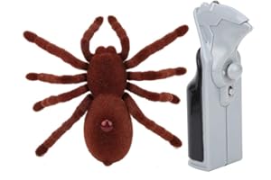 Lantro JS Fausse AraignéE d'halloween, TéLéCommande Scary Creepy Soft Spider, Jouets Extensibles Hautement SimuléS Spider avec TéLéCommande Infrarouge, pour Halloween/Classe(Rouge)