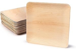 BIOZOYG Palmware DTW05349 plato de hoja de palma, 25 uds, cuadrado, 25x25 cm, biodegradable