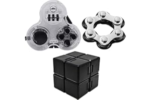 Cuackamily 3 PCS Fidget Toy Set, Infinity Cube, Fidget Pad Toys Fidget Toy Cube Toy, Six Roller Chain, Anxiety Relief Stress Relief for ADHD, ADD, Sensory Toy Finger Toy Gifts for Adults and Kids