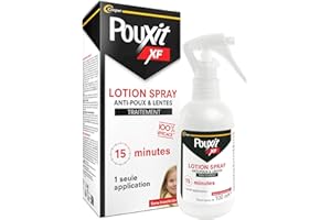 POUXIT - XF - Lotion spray anti-poux et lentes - 100% Efficace - Agit en 1 seule application de 15 minutes - Traitement du cuir chevelu – Dès 6 mois - 100 ml