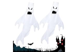 LGZIN 2 Pezzi Manica a Vento Fantasma di Halloween, 130cm Manica A Vento Giardino Fantasma di Halloween, Decorazioni Horror Fantasma, Appendere Fantasma Decorazione per Esterna del Giardino