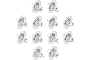 SWEET LED Sweet-Led® 12x Fari da incasso con portalampada GU10 5W 430 Lumen IP20 LED, Faretti da soffitto, Luci da mobile, Spot downlight - rotondo, orientabile, bianco caldo, bianco