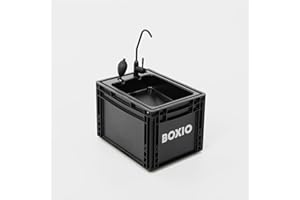 ‎BOXIO BOXIO - WASH: Mobiles 40x30 Spülbecken, Camping Waschbecken mit Pumpe ohne Strom, Camping Zubehör in Eurobox für den Van Ausbau, Friseur oder outdoor auf Festival & Garten, Spüle als Camping Gadgets
