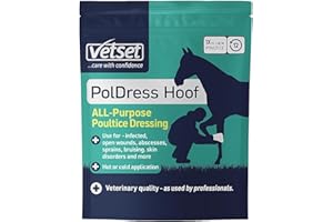VetSet PolDress Horse Hoof Poultice | Vet-Approved Hoof & Wound Dressing for Horses | Treats Abscess, Swelling, Infection | Hot, Cold, or Dry Use | 15cm x 14cm Pad