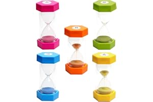 DREAM HORSEX Sand Timer, Hourglass Kids Timer, Sandglass Set, Color Sand Timers, Visual Timer, Sand Timer Kid,Time Management Assistant, 3, 5, 10, 15 and 30 Minutes, 5 Pcs