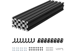 iMetrx 8PCS 500 mm 2020 V Slot Aluminum Extrusion Black With 2020 Connector Brackets Set and European Standard Anodized Linear Rail Aluminum Profile Extrusion for 3D Printer Parts and CNC DIY