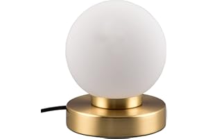 RL LIVE YOUR LIGHT Reality Leuchten Lampa stołowa Prinz II R54011008, metal mosiądz matowy, szkło białe, bez 1 x E14, On/Off Touch