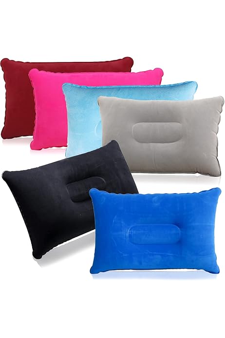 Cuscini Gonfiabili Da Campeggio 2 Pezzi - Per Viaggi, Spiaggia E Ufficio (Blu E Viola)