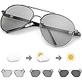 TJUTR Mens Photochromic Sunglasses Polarized for Driving Metal Frame with UVA UVB Protection