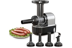 KEERAIN Insaccatrice Elettrica per Salsicce con Tritacarne Elettrico, 3 Tubi per Insaccamento e 1 Tubo per Polpette, Macchina per Salsicce Fatte in Casa Adatta a Hot Dog, Manzo, Pollo e Maiale Meat Grinders