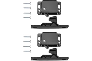 EMSea 2 x zatrzask do szafki z 8 śrubami, zatrzaski do szuflad do kampera, akcesoria do szafek, drzwi przesuwnych, domu, kuchni, czarny