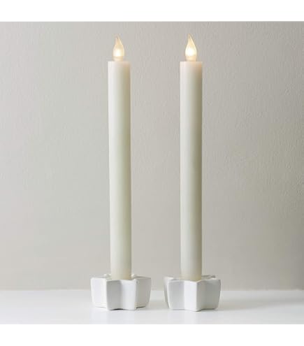 Zevanor - Lot De 2 Bougies LED Rechargeables Avec Télécommande | Minuterie 2/4/6/8h, Lumière Vacillante, Plastique Blanc 2.2x25cm - Décoration Sans Flamme